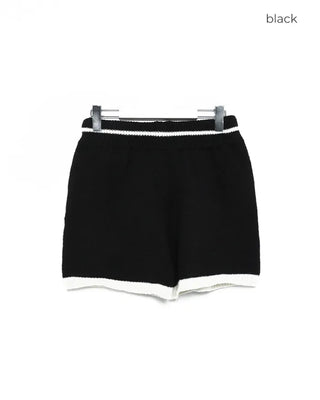 Two-tone cardigan and shorts set