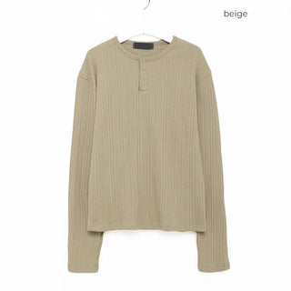 Ribbed Henley Neck Knit