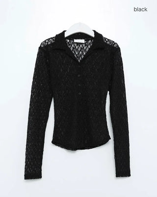 Lace sheer shirt blouse