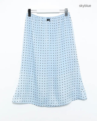 Ribbon Dot Satin Trapeze Skirt