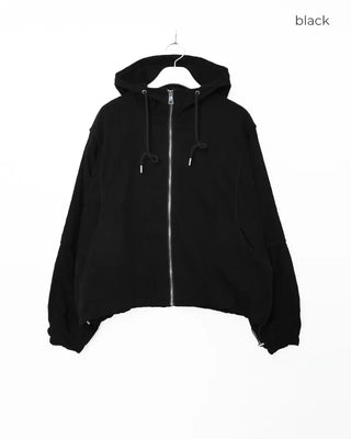 Piping Tape Point High Neck Hooded Jumper
