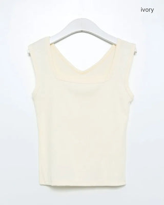2-Way Ribbed Sleeveless Tank Top