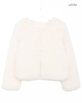Round neck fur jacket