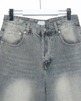 (Unisex) Vintage Wash Wide Straight Jeans