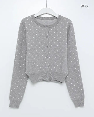 Round neck polka dot cardigan