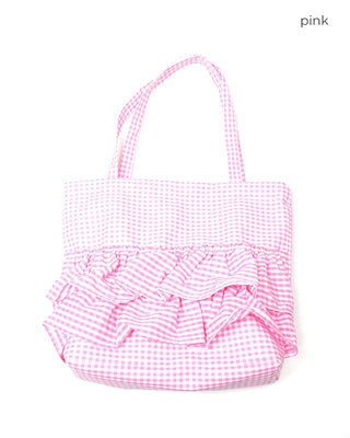Checkered frill shoulder bag