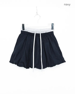 Volume Waist Two-Tone Mini Skirt
