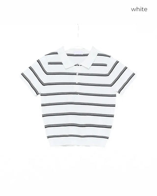 Border Color Slim Fit Short Sleeve Knit