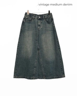 Vintage denim midi skirt