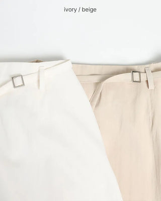 Belted A-line simple long skirt