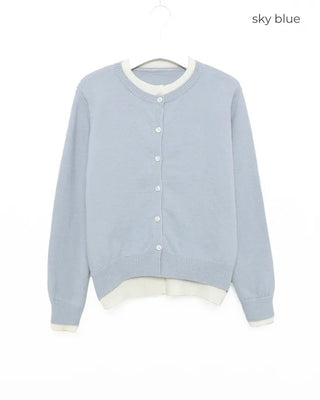 Round neck layered cardigan