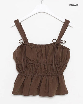 Shirred Ribbon Sleeveless Dress