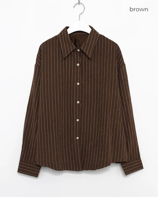 Drop-shoulder double pinstripe shirt