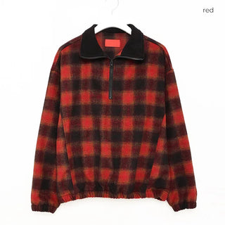(Unisex) Ombre Check Cropped Zip-Up