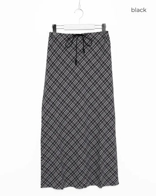 Checkered maxi skirt with drawstring waist