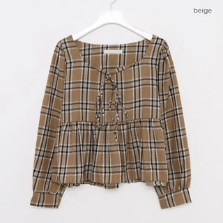 2-way check peplum blouse