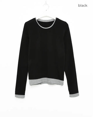 Two-tone layered long-sleeve T-shirt