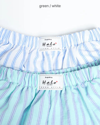Elastic waist striped shorts