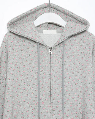 Mini Flower Double Zip Sweatshirt Hoodie