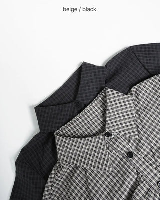 Checked gathered crop shirt