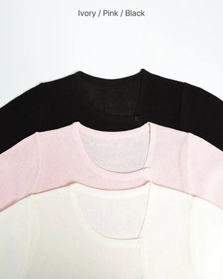 Asymmetrical Button Short Sleeve Knit