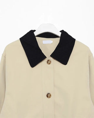Loose-fit half trench coat
