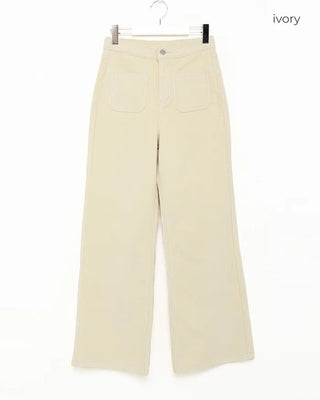 Pocket corduroy wide-leg pants