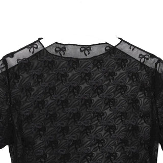 See-through layered ribbon T-shirt