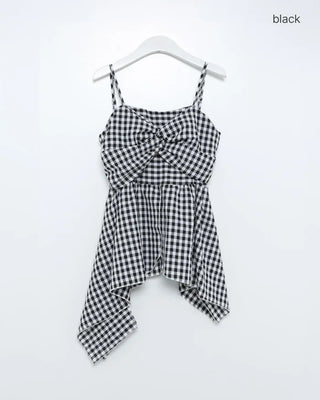 Checked ribbon camisole