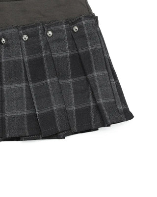 Tartan check studded mini pleated skirt