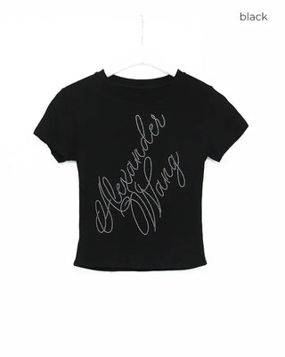 Cubic Lettering Slim Crop T-Shirt