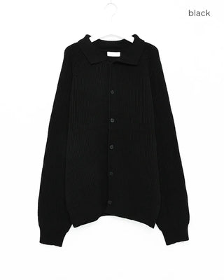 Ribbed collar button cardigan