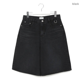 D-ring Bermuda denim pants