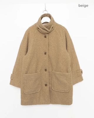 High-neck boucle coat