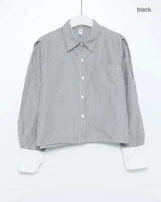 Striped two-tone cropped shirt