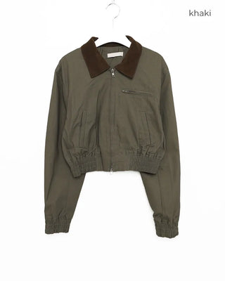 Slash pocket two-tone double-zip jacket