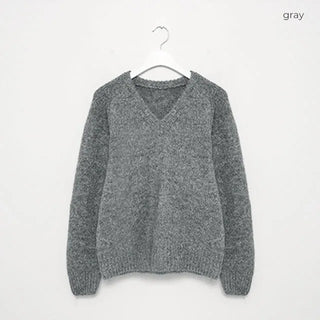 Wool back tag detail V-neck oversized knit