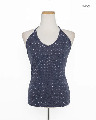 Pindot Camisole Halter V-Neck Top
