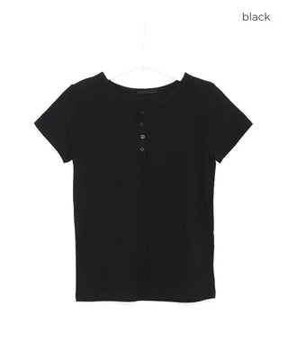 Henley neck button slim T-shirt