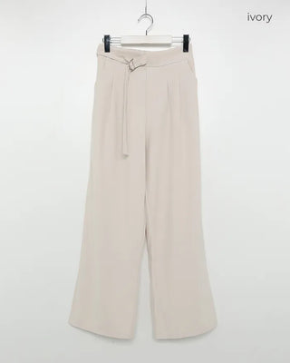 Belted back elastic waist slacks
