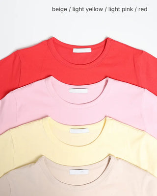 Crew neck semi-cropped short-sleeve T-shirt