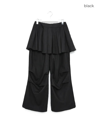 Pleated skirt wide slacks