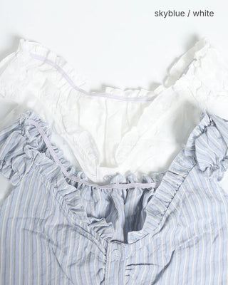 2-Way Gathered Frill Neck Button Sleeveless
