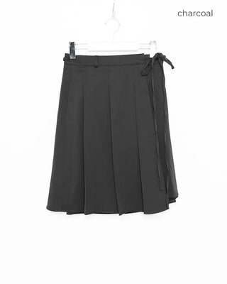 Pleated Asymmetrical Wrap Skirt