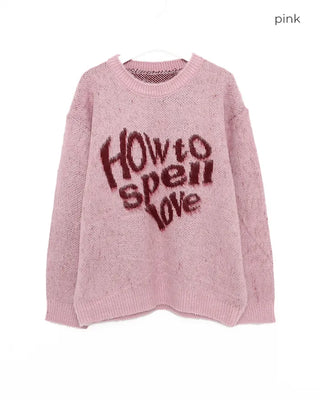 Heart Lettering Hair Loose Sweater
