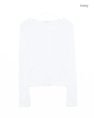 Ribbed perforated slim cardigan