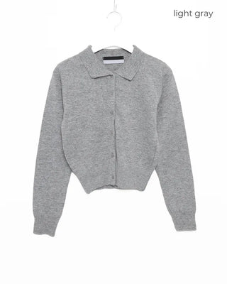 Button-collar knit cardigan