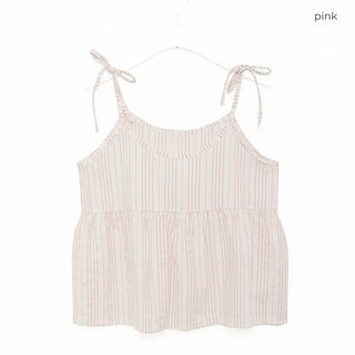 Striped shirred sleeveless top