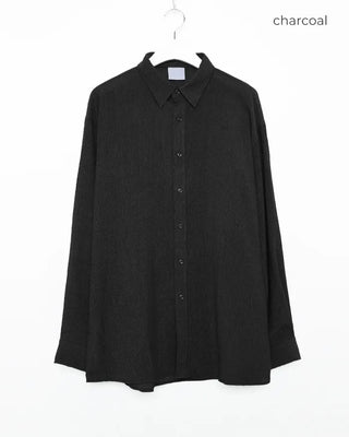 Pleated sheer long-sleeved shirt