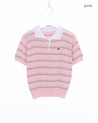 Two-tone short-sleeved knit